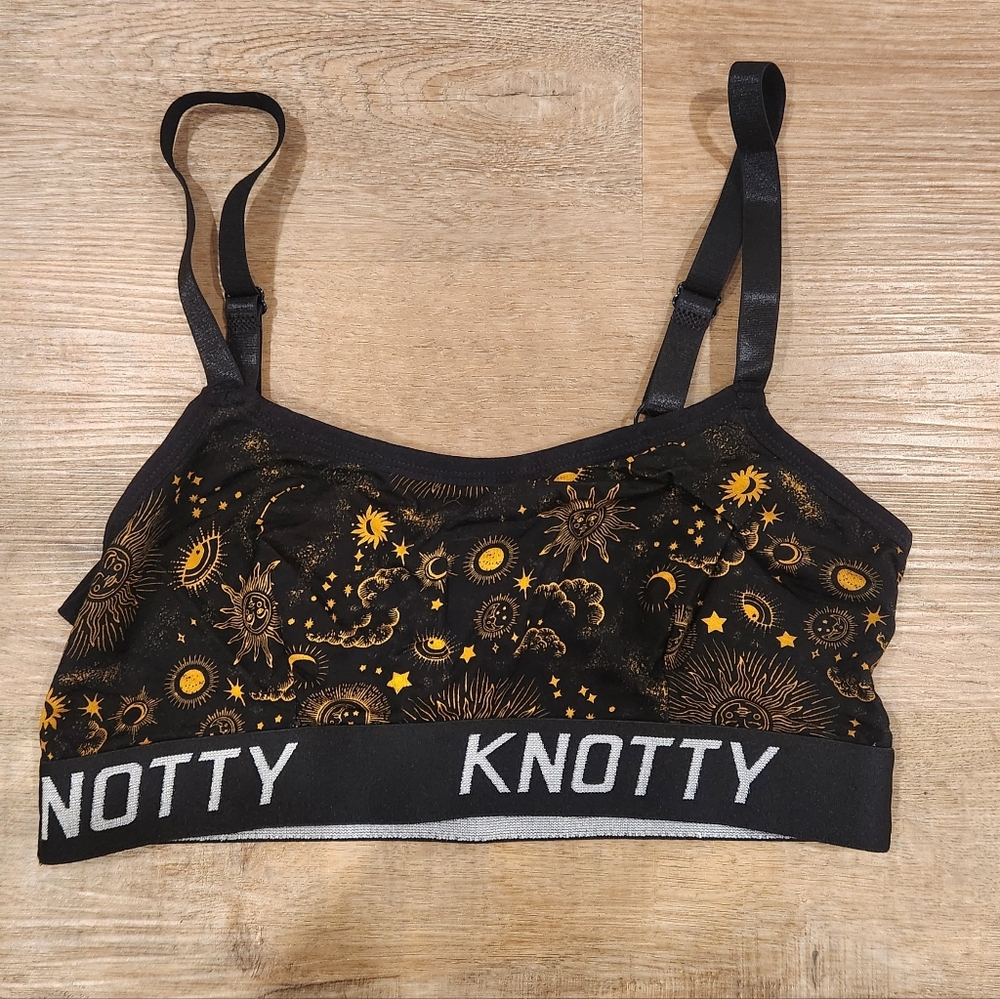 New Knotty Knickers Women's Medium Black and Gold Bralette